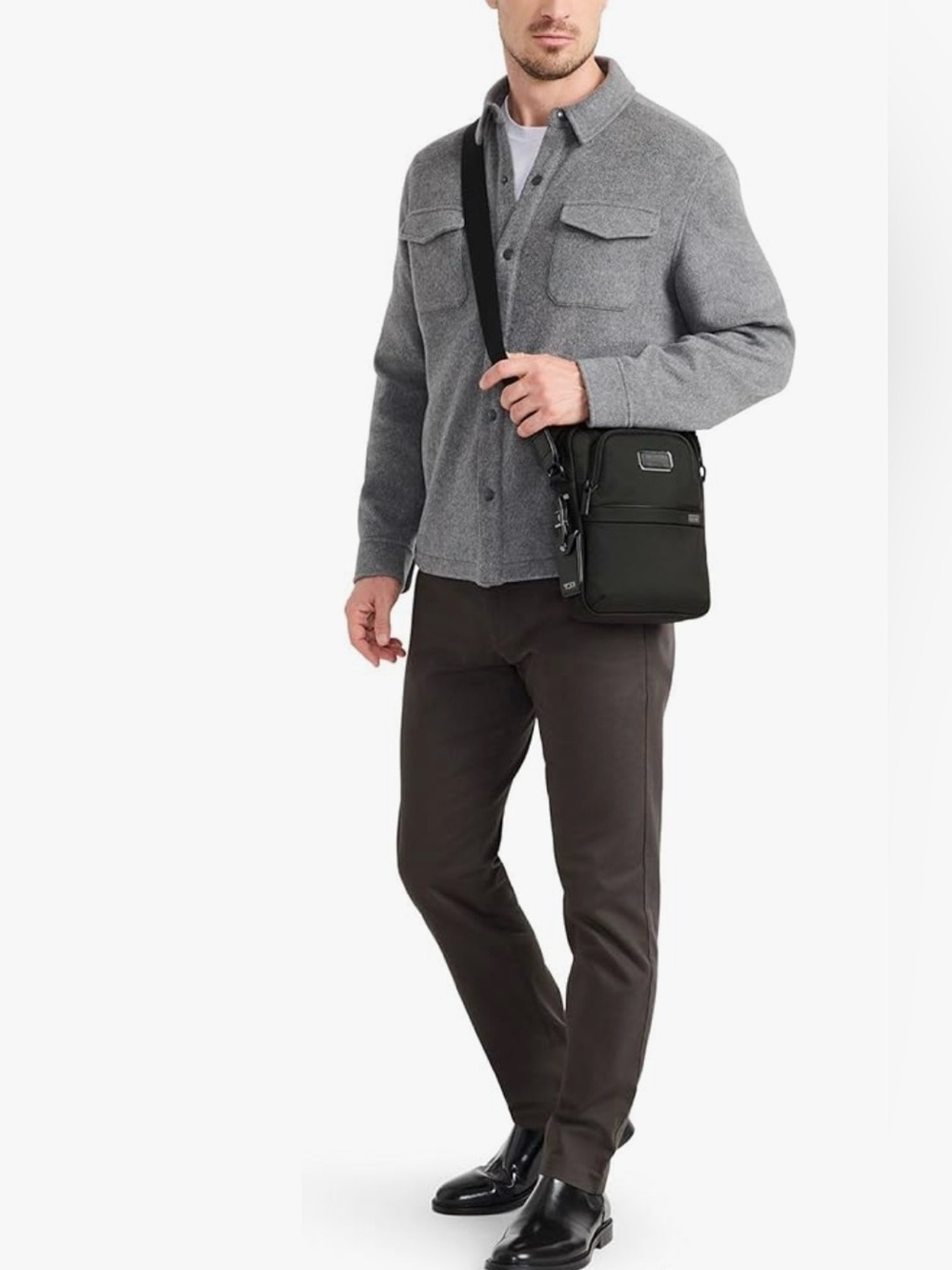 TUMI Black Leather Alpha Crossbody Bag With Luggage Tag-NBU